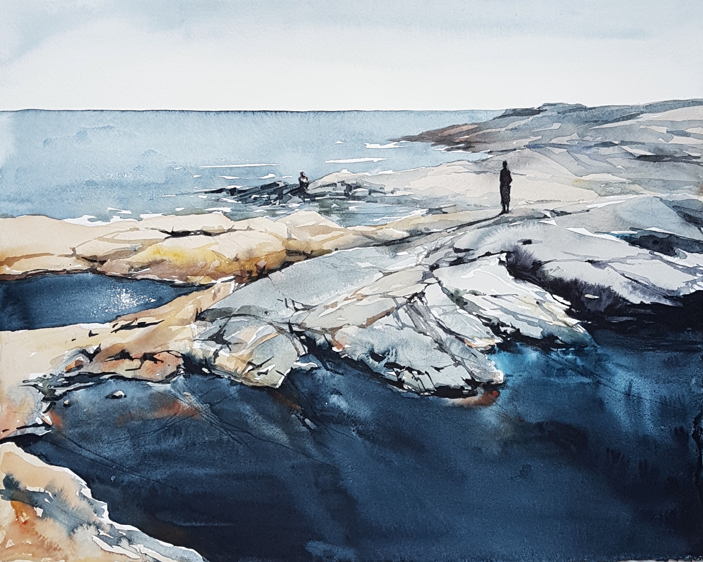 "Bråddjup", akvarell av Elisabeth Biström 2018