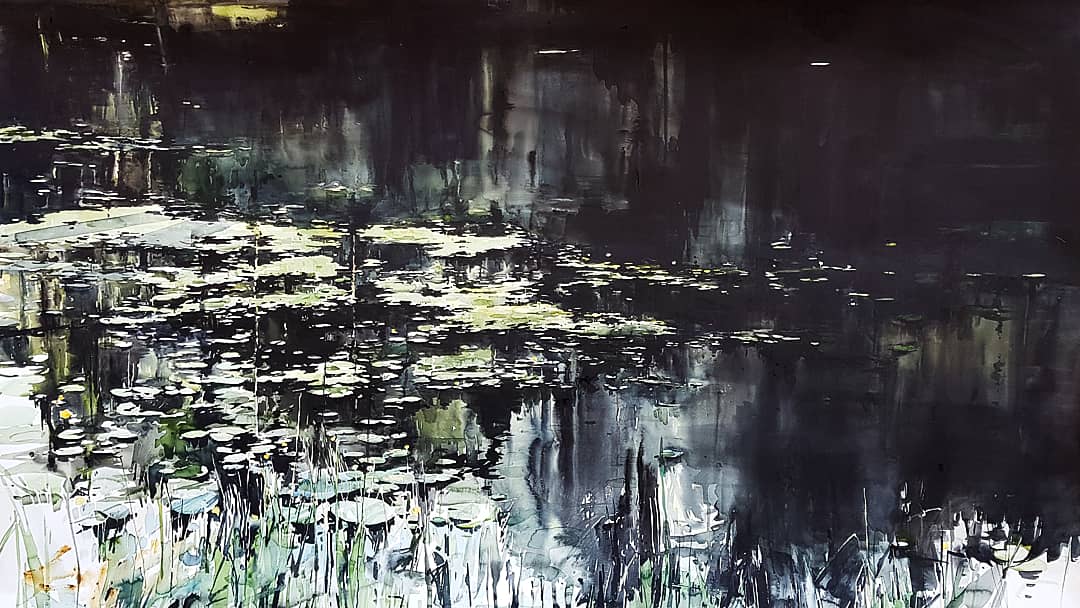 Elisabeth Biström, "Tjärn", akvarell 2018