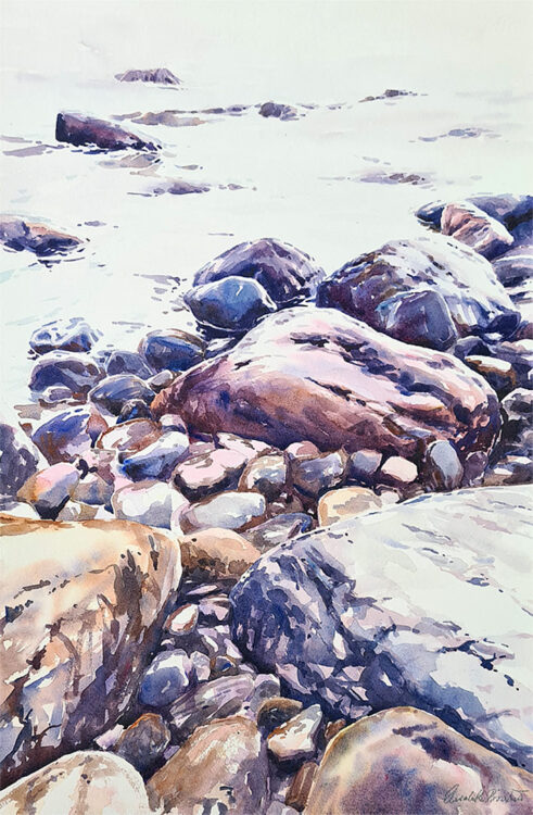 Elisabeth Biström akvarell "Just innan morgonen"