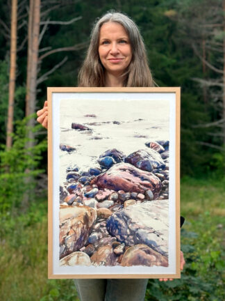 Akvarell Elisabeth Biström "Strax innan morgonen"