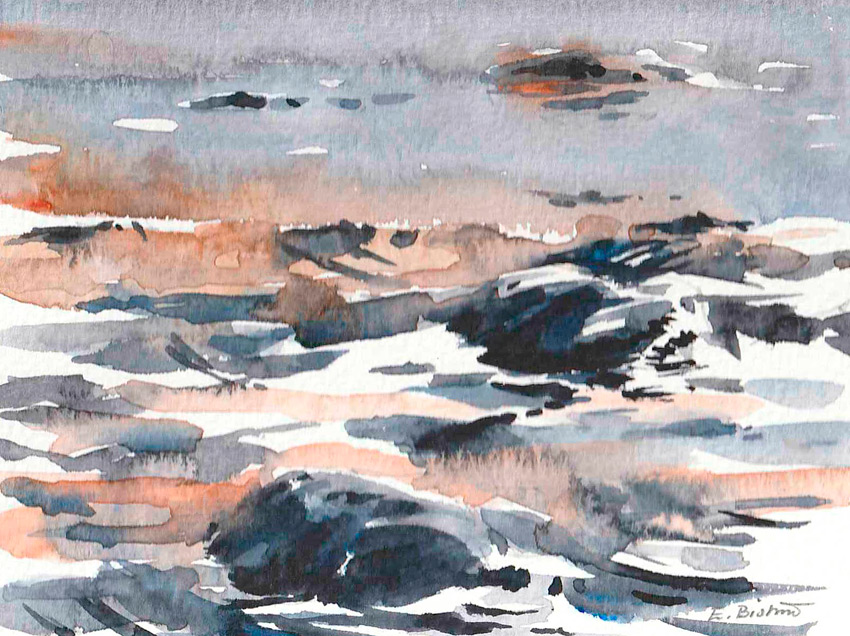 Vågvagga akvarell Elisabeth Biström