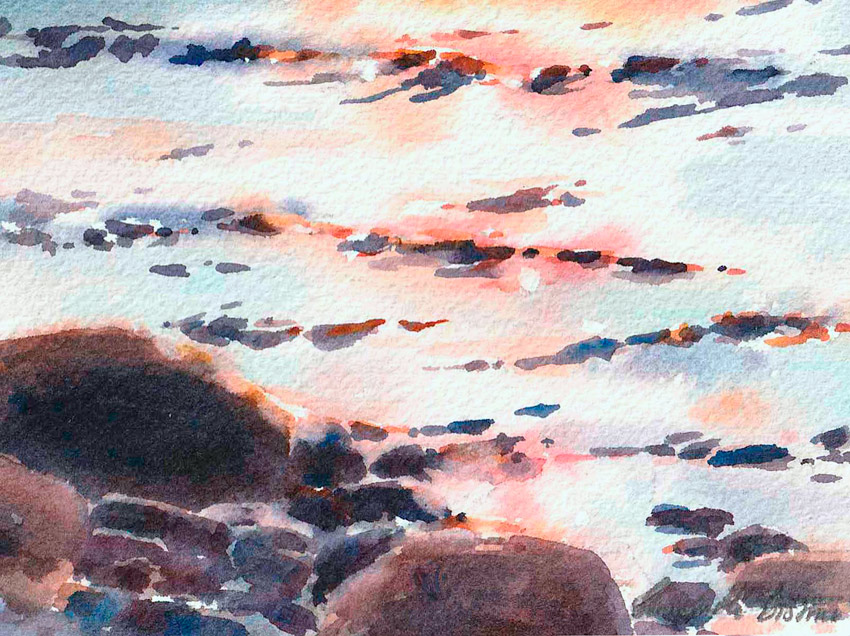 Akvarell, "Medans denader sove", Elisabeth Biström