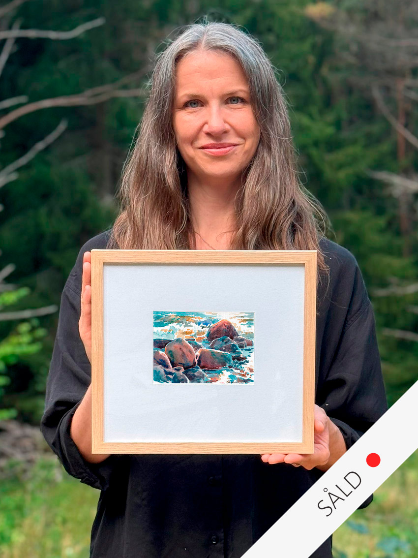 Glödande granit och gnejs, akvarell Elisabeth Biström