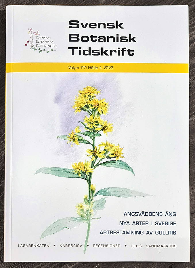 Svensk Botanisk Tidskrift 2023, med illustration på omslaget av akvarellkonstnär Elisabeth Biström